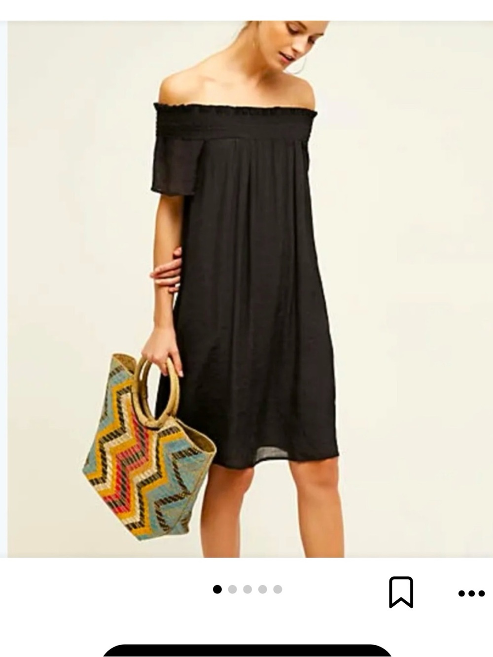 Anthropologie Amadi Black off the shoulder mini dress size L